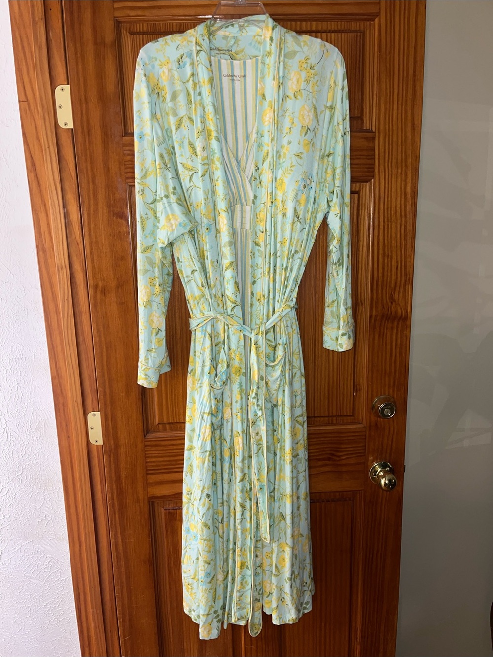 Coldwater Creek Mint Blue Floral Nightgown and Robe